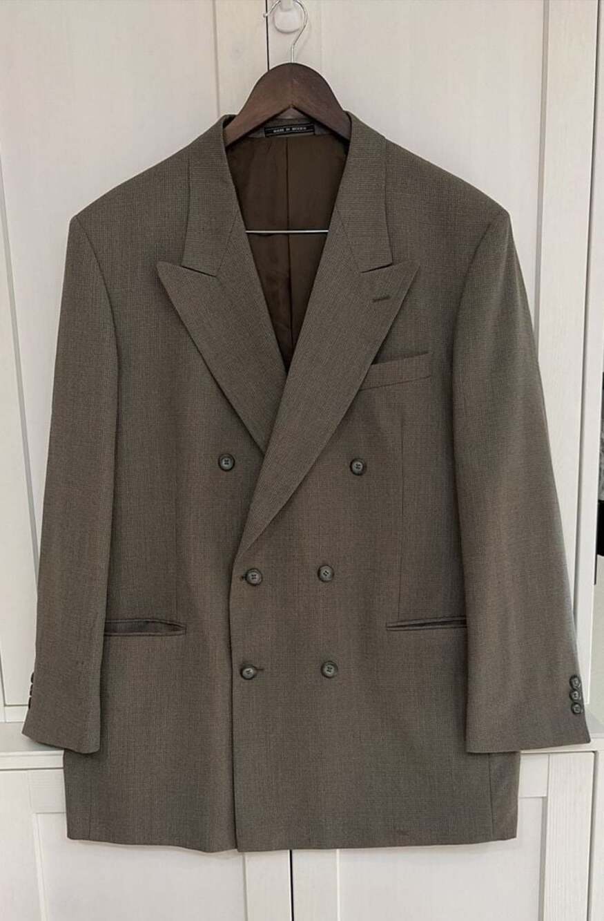 Conte di Milano Mens Beige Brown Wool Double Breasted Blazer Jacket Coat 40R